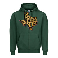 Sports Green Western Texas Map Leopard Pattern Zipper Hoodie - Bettercallsaul