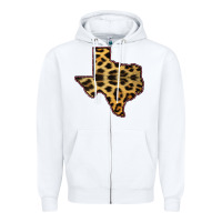 White Western Texas Map Leopard Pattern Zipper Hoodie - Bettercallsaul