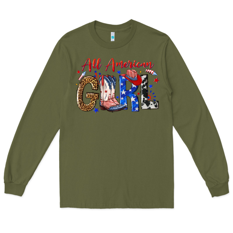 All American Girl Long Sleeve Tee by NancyCooperArtShop | Teevron