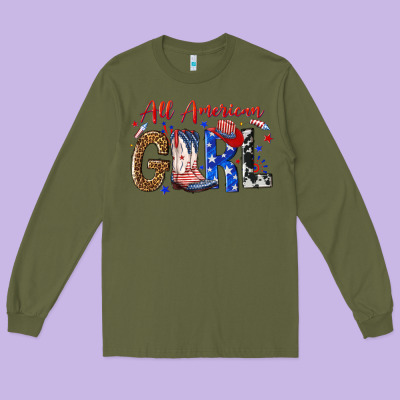 All American Girl Long Sleeve Tee Designed By Nancycooperartshop