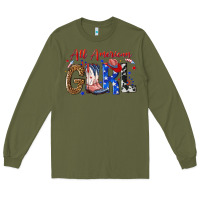 Army Green all american girl Long Sleeve Tee - NancyCooperArtShop