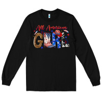 Black all american girl Long Sleeve Tee - NancyCooperArtShop