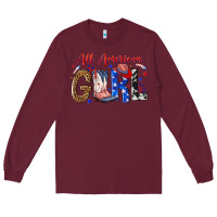 Burgundy all american girl Long Sleeve Tee - NancyCooperArtShop