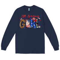 Navy all american girl Long Sleeve Tee - NancyCooperArtShop