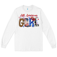 White all american girl Long Sleeve Tee - NancyCooperArtShop