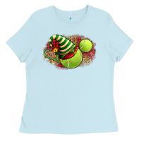 Baby Blue Tennis Christmas With Racket And Hat Ladies Tee - FaDigitalArtStudio