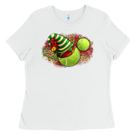 White Tennis Christmas With Racket And Hat Ladies Tee - FaDigitalArtStudio