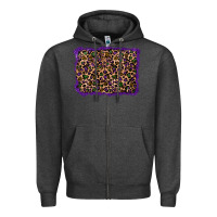 Charcoal Heather mardi gras leopard background Zipper Hoodie - RanaPortraitStore