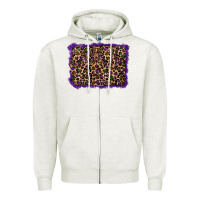 Oatmeal Heather mardi gras leopard background Zipper Hoodie - RanaPortraitStore