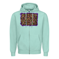 Seafoam mardi gras leopard background Zipper Hoodie - RanaPortraitStore