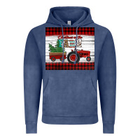 Vintage Denim christmas on the farm tractor Vintage Hoodie - Jasminsmagicworld