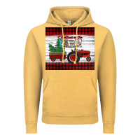 Vintage Mustard christmas on the farm tractor Vintage Hoodie - Jasminsmagicworld