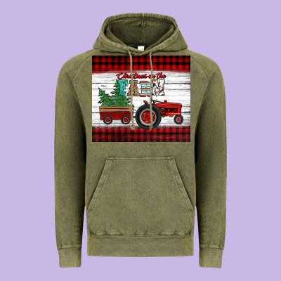 Christmas On The Farm Tractor Vintage Hoodie Designed By Jasminsmagicworld