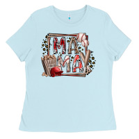 Baby Blue mama baseball Ladies Tee - RacoonDesign