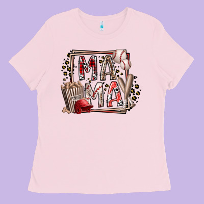 Mama Baseball Ladies Tee Designed By Racoondesign