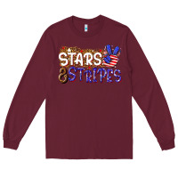 Burgundy stars and stripes Long Sleeve Tee - NancyCooperArtShop