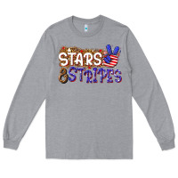 Heather Grey stars and stripes Long Sleeve Tee - NancyCooperArtShop