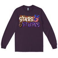 Plum stars and stripes Long Sleeve Tee - NancyCooperArtShop