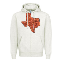 Oatmeal Heather Texas Map Western Tooled Leather Pattern Zipper Hoodie - Bettercallsaul