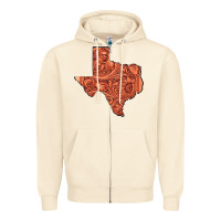 Sandshell Texas Map Western Tooled Leather Pattern Zipper Hoodie - Bettercallsaul