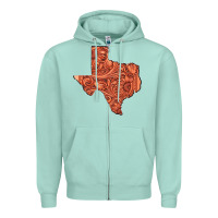 Seafoam Texas Map Western Tooled Leather Pattern Zipper Hoodie - Bettercallsaul