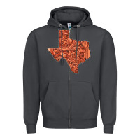 Smoke Texas Map Western Tooled Leather Pattern Zipper Hoodie - Bettercallsaul