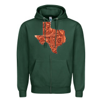 Sports Green Texas Map Western Tooled Leather Pattern Zipper Hoodie - Bettercallsaul