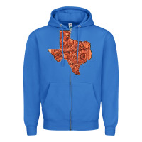 True Royal Texas Map Western Tooled Leather Pattern Zipper Hoodie - Bettercallsaul