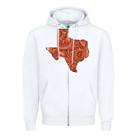 White Texas Map Western Tooled Leather Pattern Zipper Hoodie - Bettercallsaul