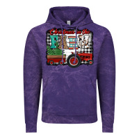 Cloud Purple christmas on the farm tractor buffalo plaid Vintage Hoodie - Jasminsmagicworld