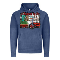 Vintage Denim christmas on the farm tractor buffalo plaid Vintage Hoodie - Jasminsmagicworld
