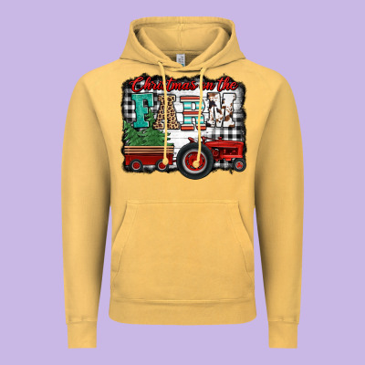 Christmas On The Farm Tractor Buffalo Plaid Vintage Hoodie Designed By Jasminsmagicworld