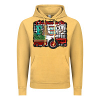 Vintage Mustard christmas on the farm tractor buffalo plaid Vintage Hoodie - Jasminsmagicworld