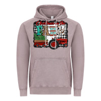Vintage Zinc christmas on the farm tractor buffalo plaid Vintage Hoodie - Jasminsmagicworld
