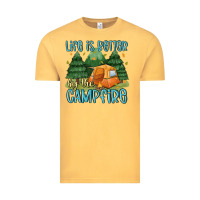 Vintage Mustard life is better by the camp fire Vintage Tee - MaliasSmallBusiness