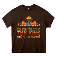 Chocolate Brown the fire with firefighter air mask Heavy Core Tee - HRA Design Shop