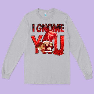 I Gnome You With Roses Long Sleeve Tee Designed By Nancycooperartshop