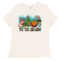 Bone Tis The Season Christmas With Basketball And Candy Cane Ladies Tee - FaDigitalArtStudio