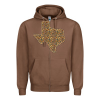 Chestnut Western Texas Map Leopard Pattern Zipper Hoodie - Bettercallsaul
