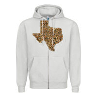Dove Grey Western Texas Map Leopard Pattern Zipper Hoodie - Bettercallsaul