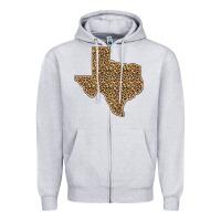 Heather Grey Western Texas Map Leopard Pattern Zipper Hoodie - Bettercallsaul