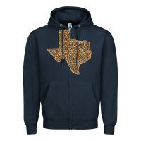 Navy Western Texas Map Leopard Pattern Zipper Hoodie - Bettercallsaul