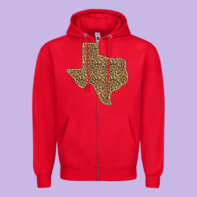 Western Texas Map Leopard Pattern Zipper Hoodie Designed By Bettercallsaul