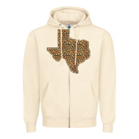 Sandshell Western Texas Map Leopard Pattern Zipper Hoodie - Bettercallsaul