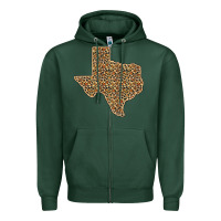 Sports Green Western Texas Map Leopard Pattern Zipper Hoodie - Bettercallsaul