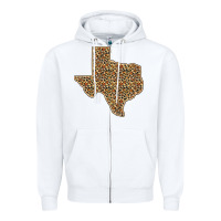 White Western Texas Map Leopard Pattern Zipper Hoodie - Bettercallsaul