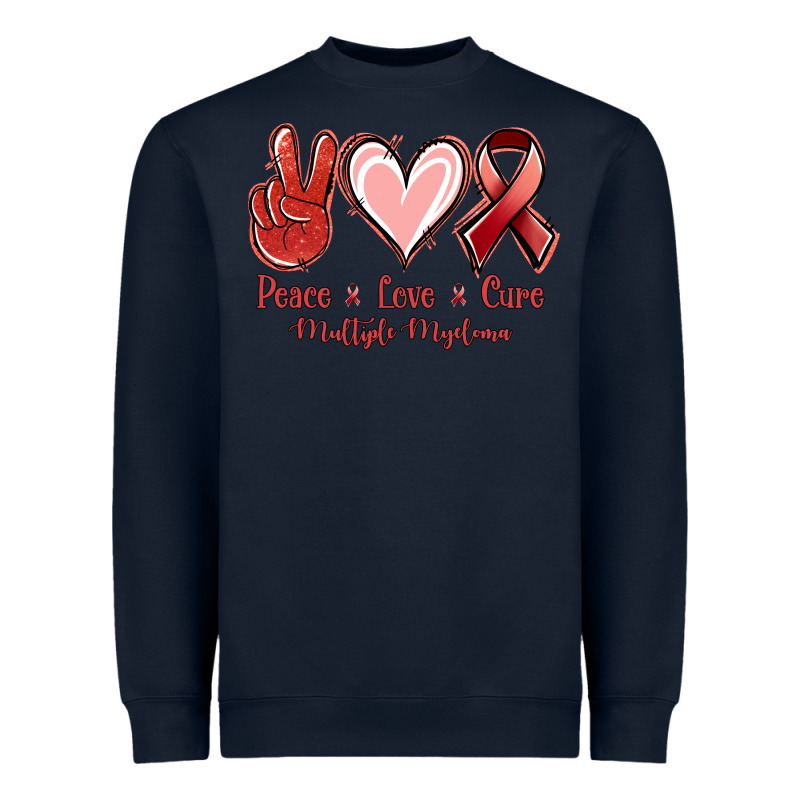 Peace Love Cure Multiple Myeloma Heavyweight Sweatshirt by NancyCooperArtShop | Teevron