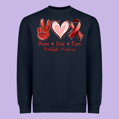 Peace Love Cure Multiple Myeloma Heavyweight Sweatshirt Designed By Nancycooperartshop