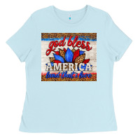 Baby Blue god bless america land that i love Ladies Tee - HRA Design Shop