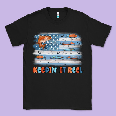 Fishing Lure Flag Keepin' It Reel Classic Tee Designed By Maliassmallbusiness